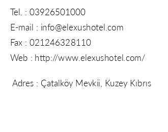 Elexus Hotel Resort Casino iletiim bilgileri